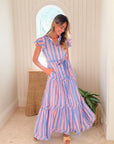 OLIPHANT Ruffle Collar Button Maxi Dress Cabana Pink