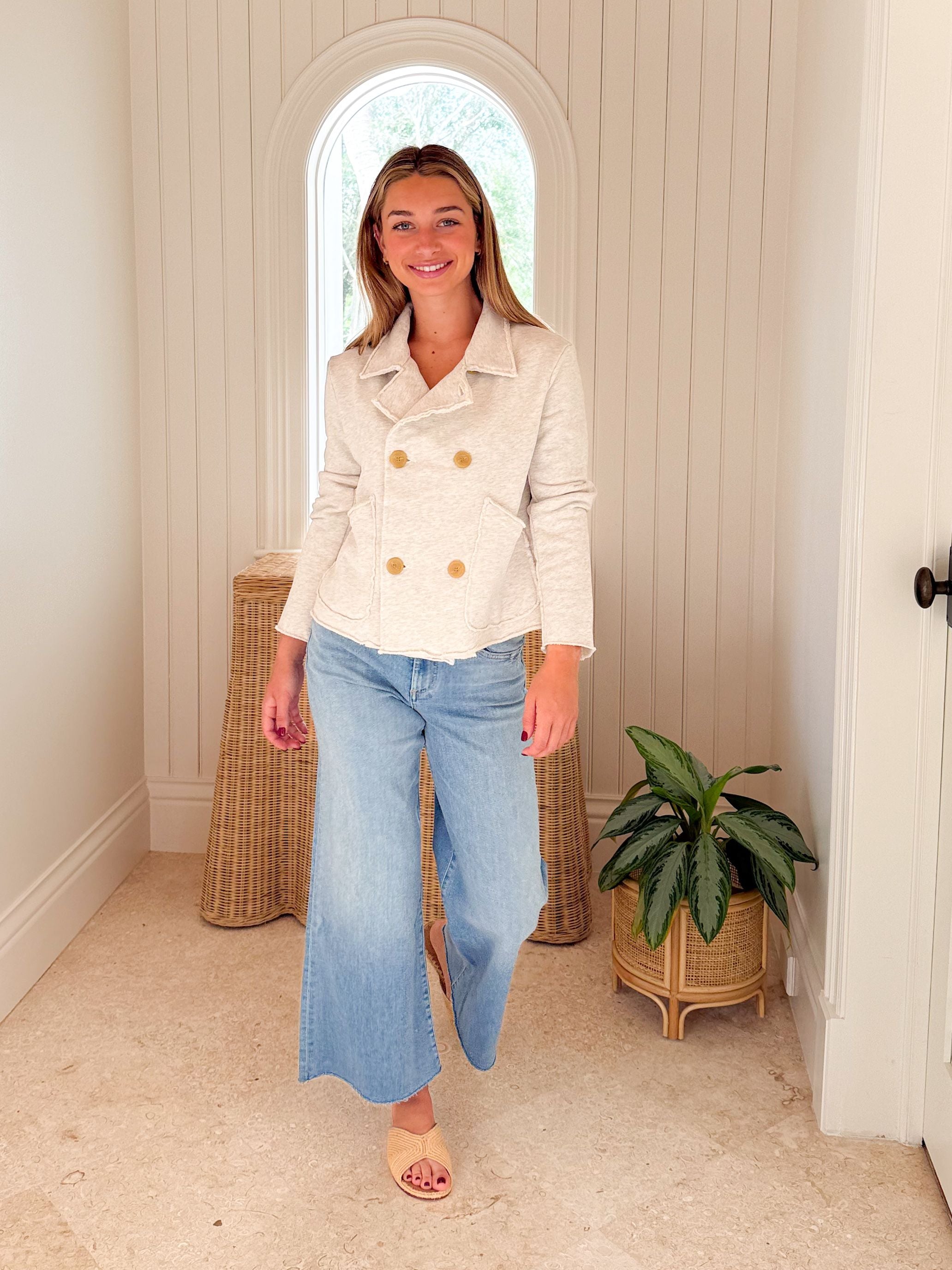 FRANK & EILEEN Mini Belfast Crop Peacoat Heather White Melange