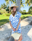 FRAE The Janie Short Caftan Blue Tile Block