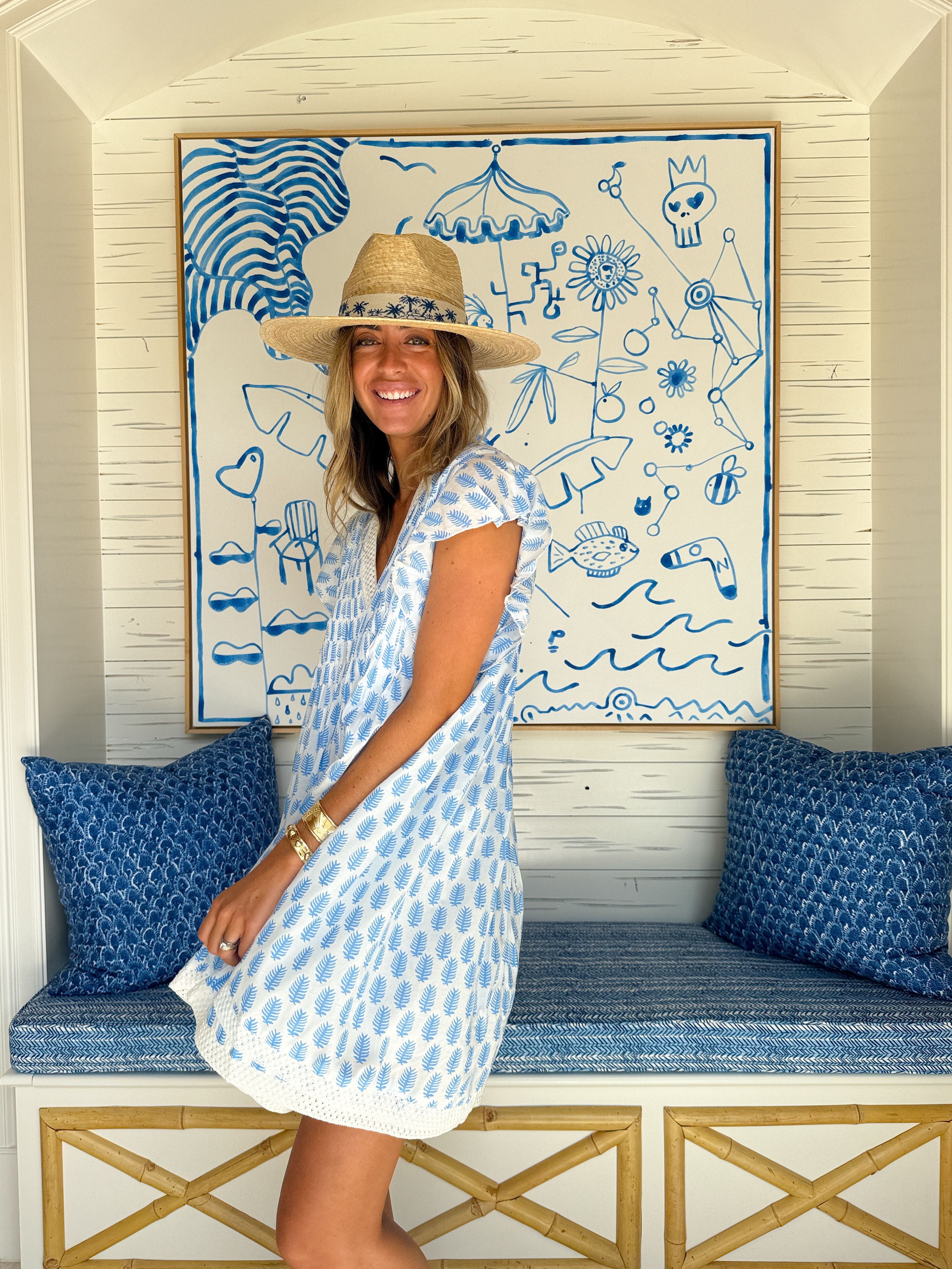 NAVYBLEU Eden Dress Leaf Blue