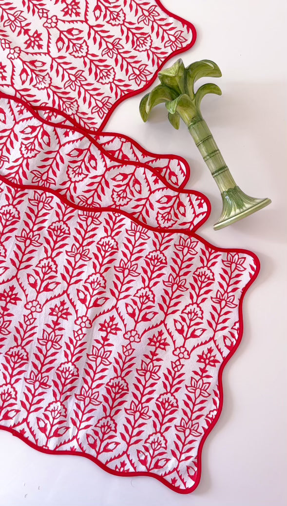 DANA SMALL DESIGNS Placemat Flower Row Berry Set/4