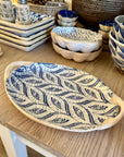 Small Oval Platter w/ Handles Paisley Cobalt
