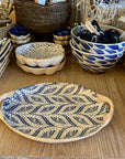 Small Oval Platter w/ Handles Paisley Cobalt