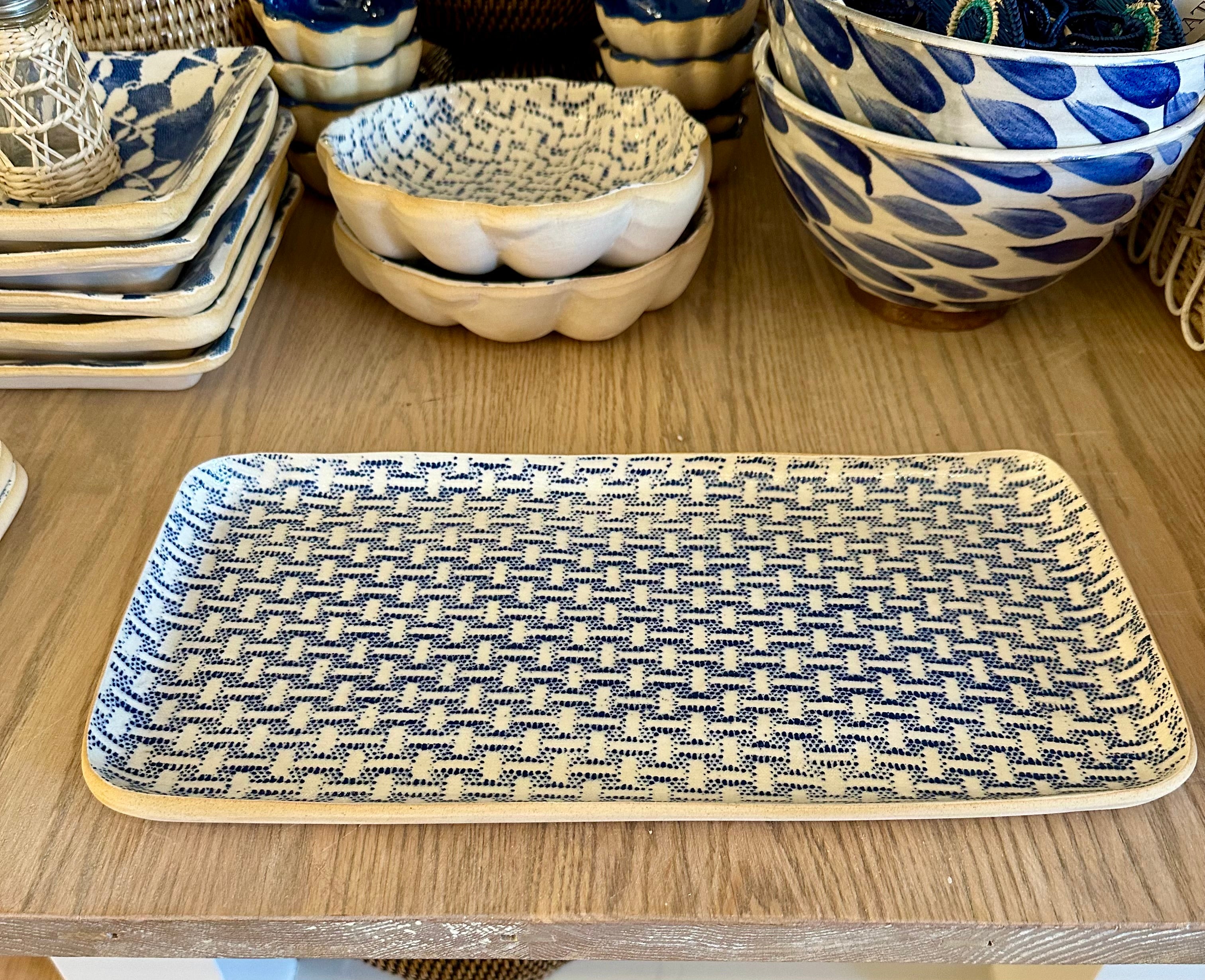 Tasting Tray Wicker Cobalt