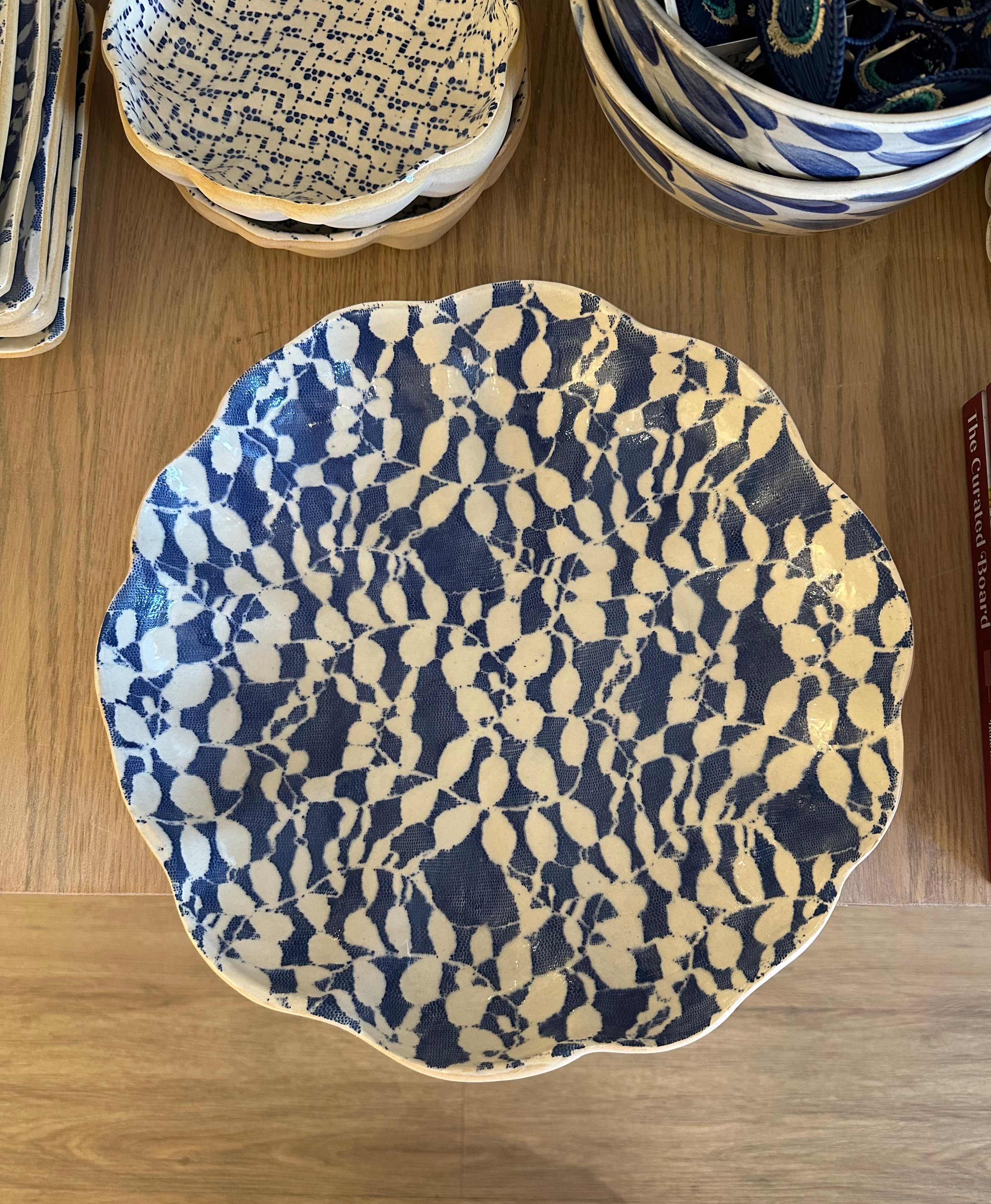 Large Scallop Bowl Aspen Cobalt