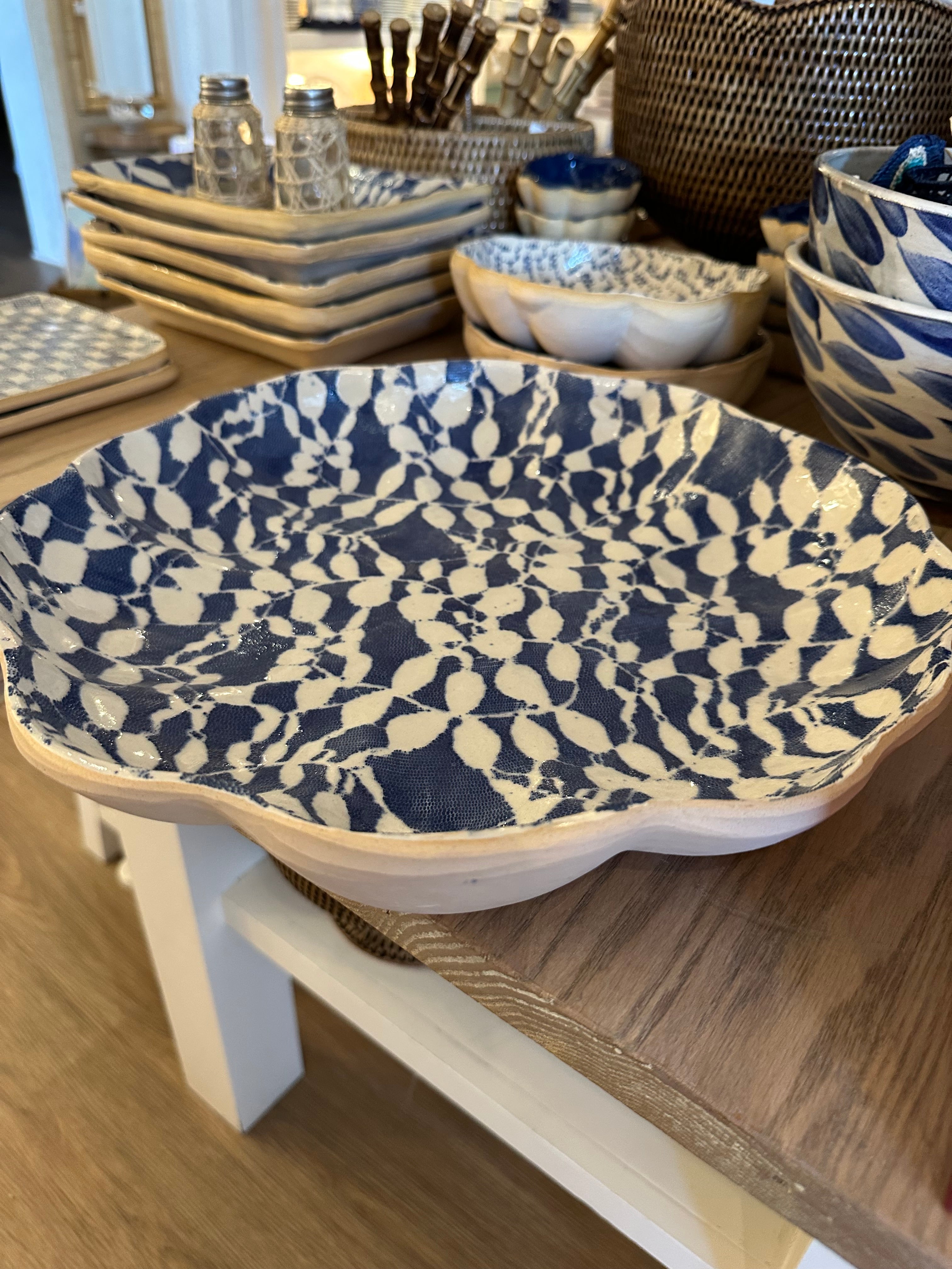 Large Scallop Bowl Aspen Cobalt