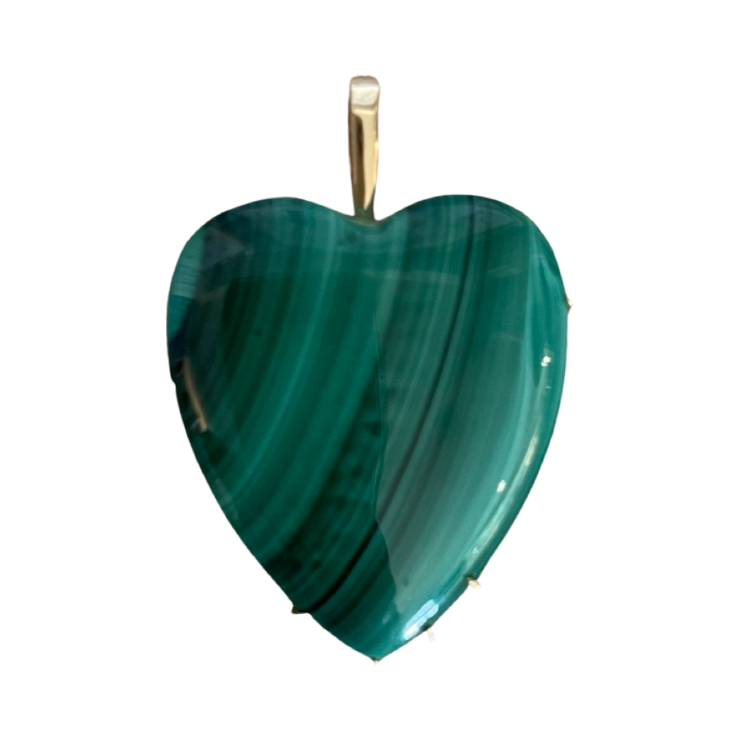 JANE WIN LOVE Carry Your Heart Pendant Malachite w/ 18"  Drawn Link Chain