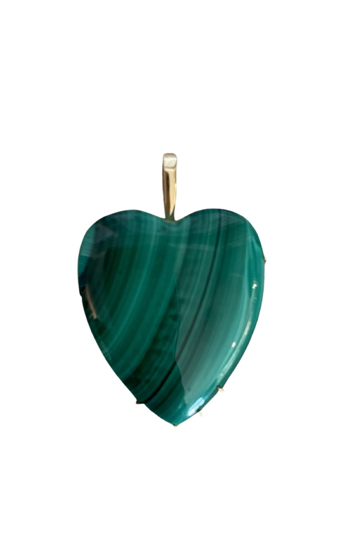JANE WIN LOVE Carry Your Heart Pendant Malachite w/ 18"  Drawn Link Chain