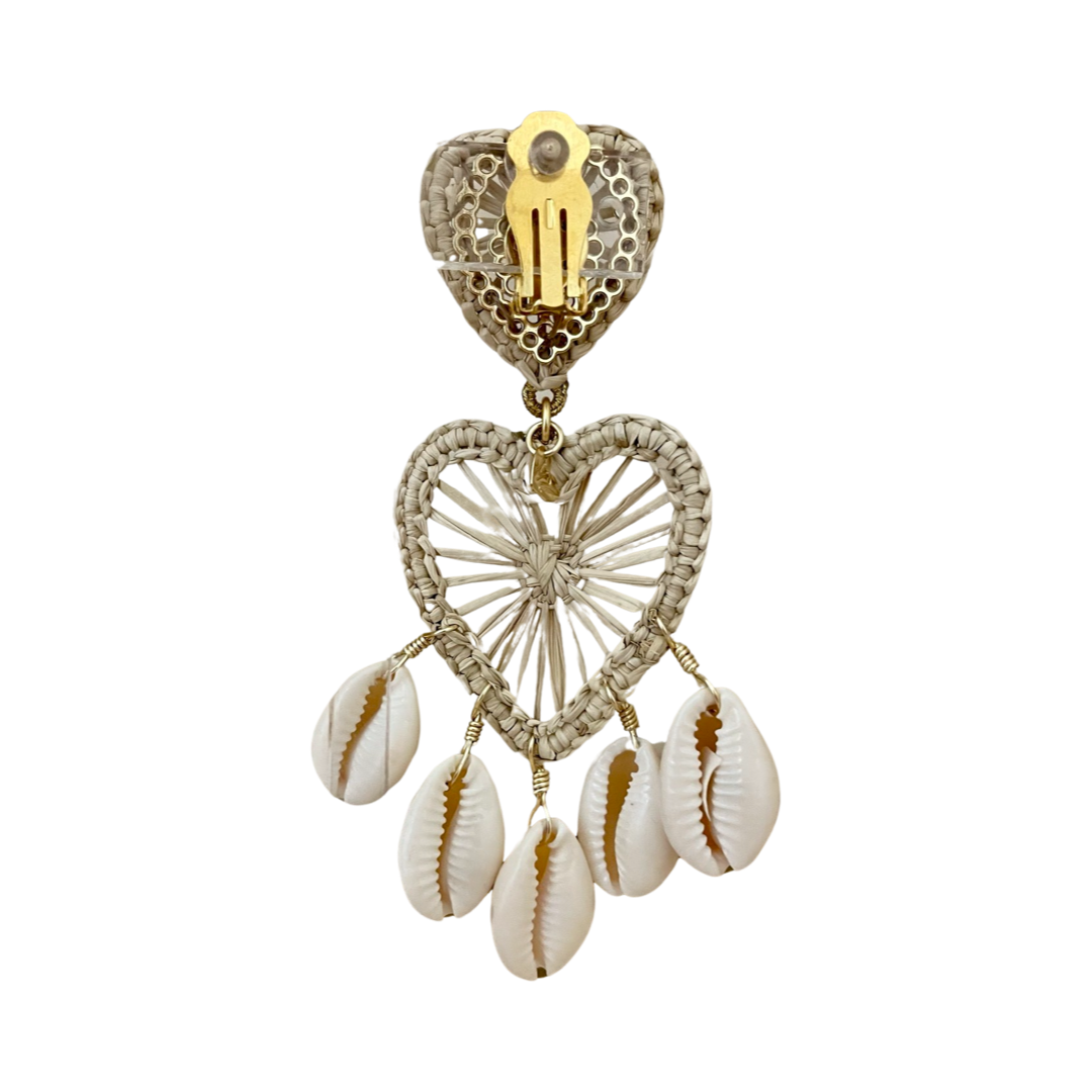 MERCEDES SALAZAR Heart Sun Raffia Earrings