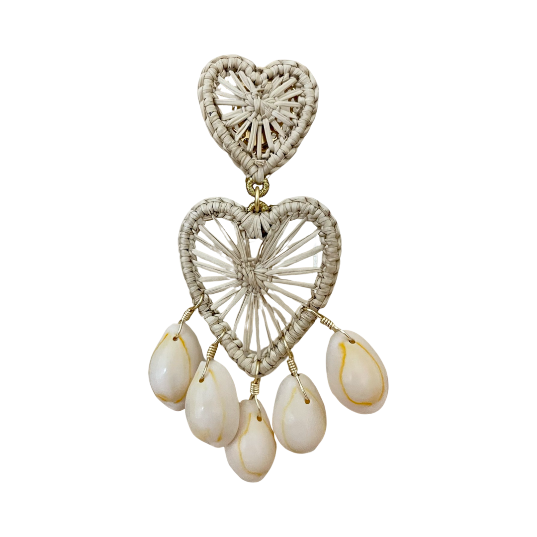 MERCEDES SALAZAR Heart Sun Raffia Earrings