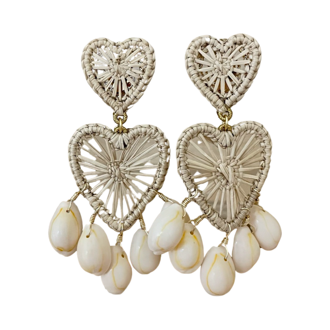 MERCEDES SALAZAR Heart Sun Raffia Earrings
