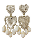 MERCEDES SALAZAR Heart Sun Raffia Earrings