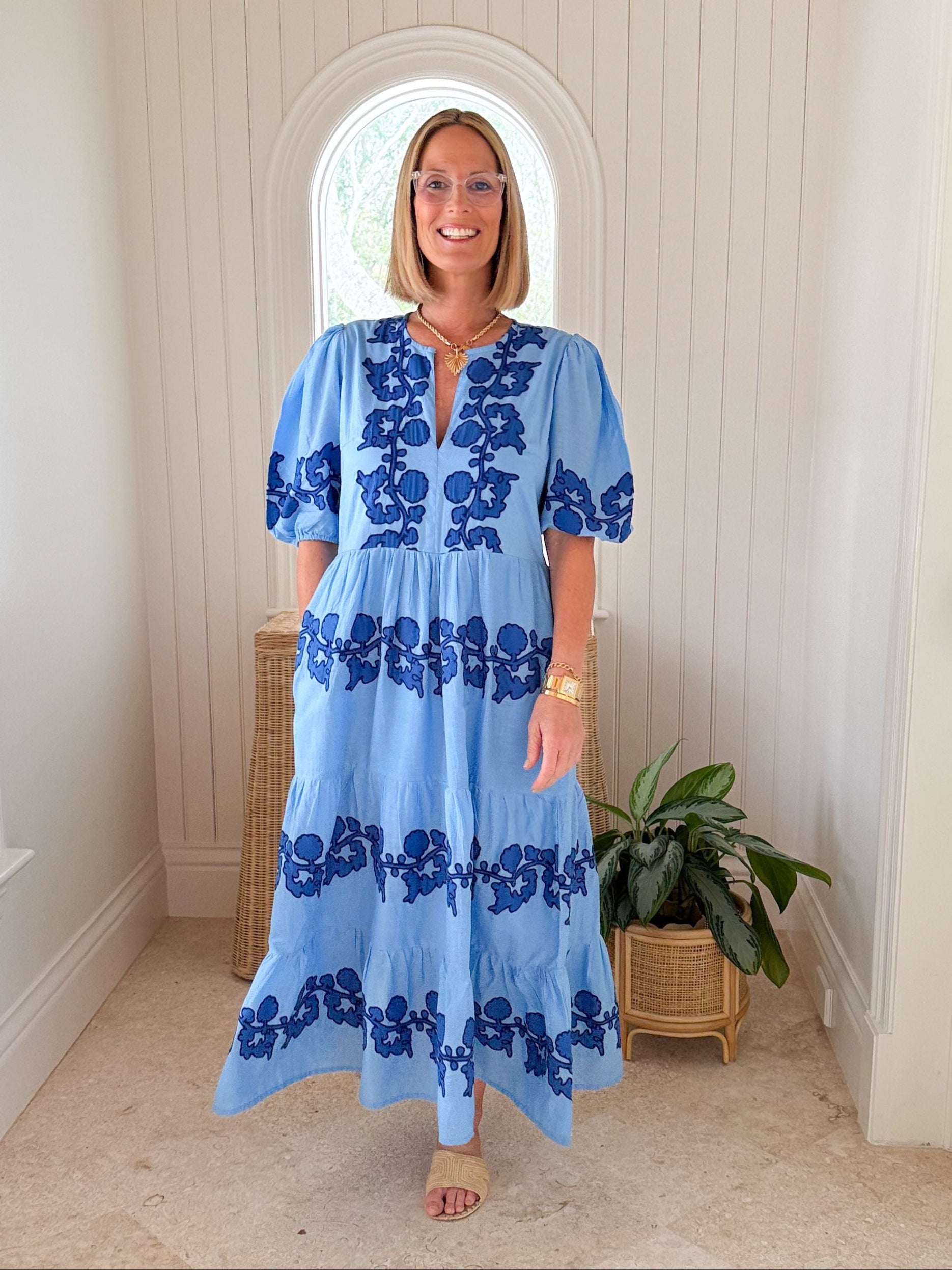OLIPHANT Puff Sleeve Maxi Tangier Blue