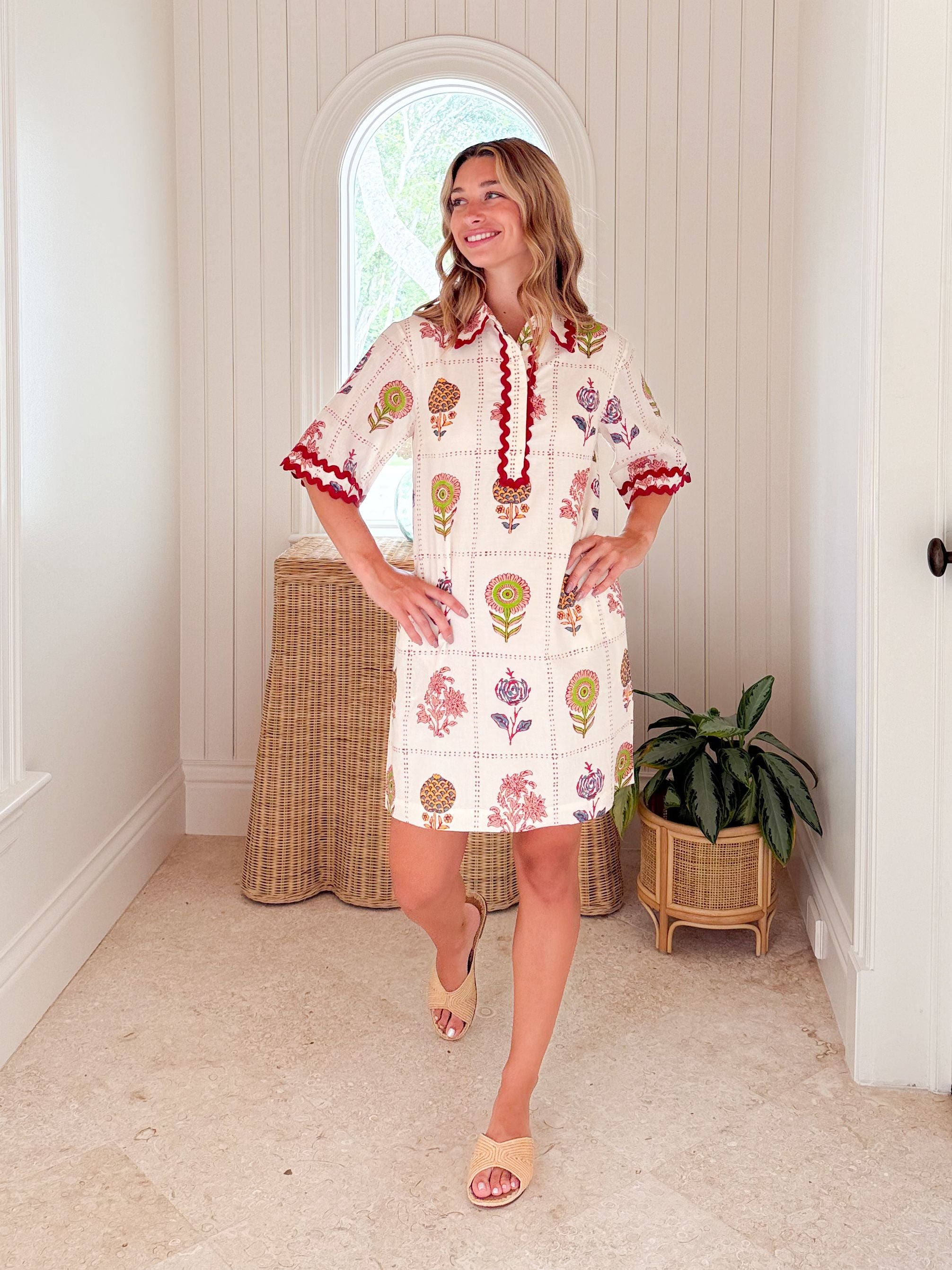 OLIPHANT Collared Mini Shirt Dress Taormina Cream OLIPHANT Collared Mini Shirt Dress Taormina Cream