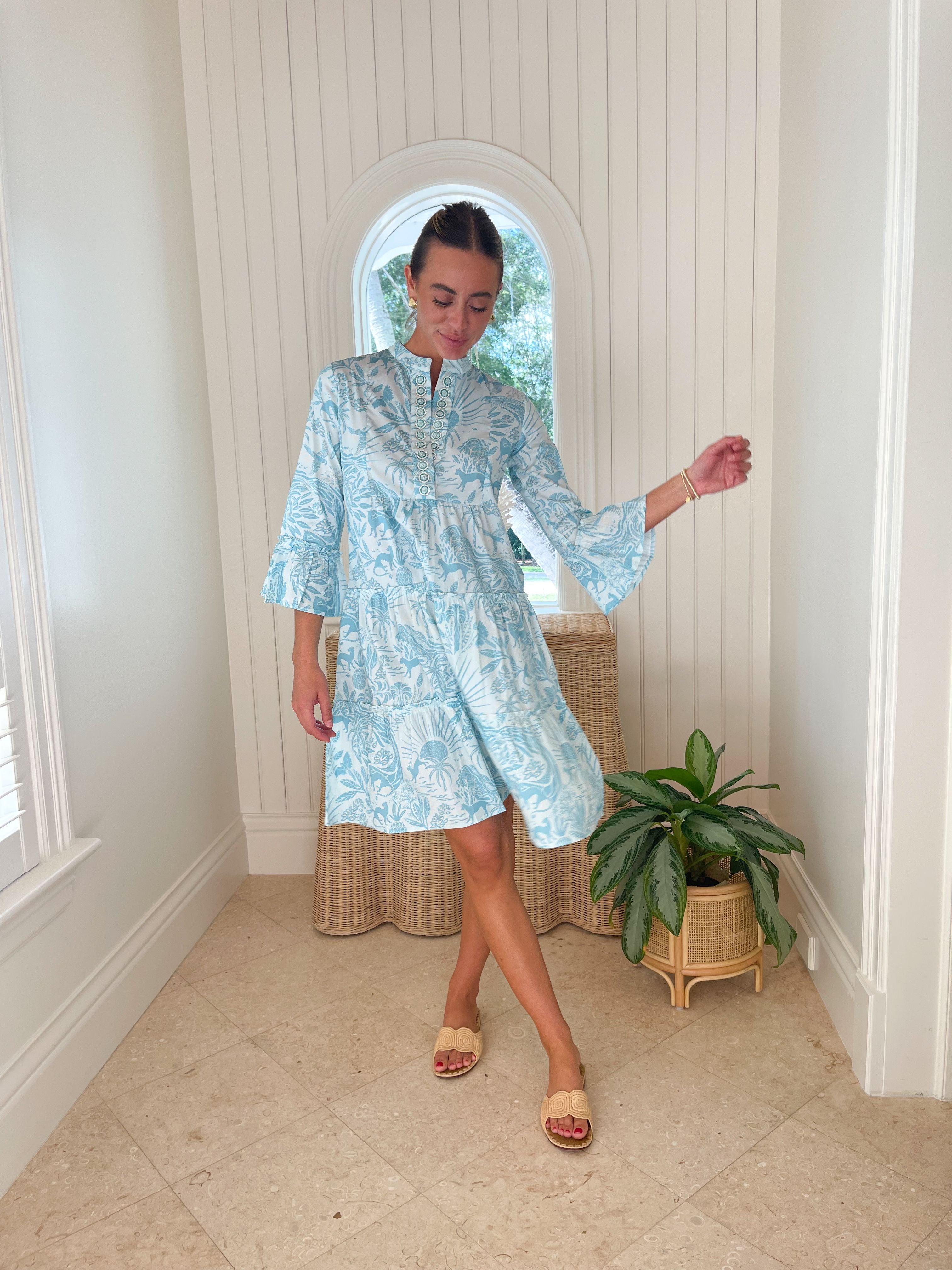 SHERIDAN FRENCH Caty Dress Whimsical Island Sky