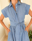 OLIPHANT Belted Shirt Dress Devon Blue