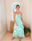 FINAL SALE FELICITE Strapless Tier Maxi Bermuda Palm