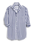 FRANK & EILEEN Joedy Button Up Wide Navy Stripe