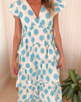 FINAL SALE MER ST. BARTH Mica Women's Tiered Dress Aqua Ikat