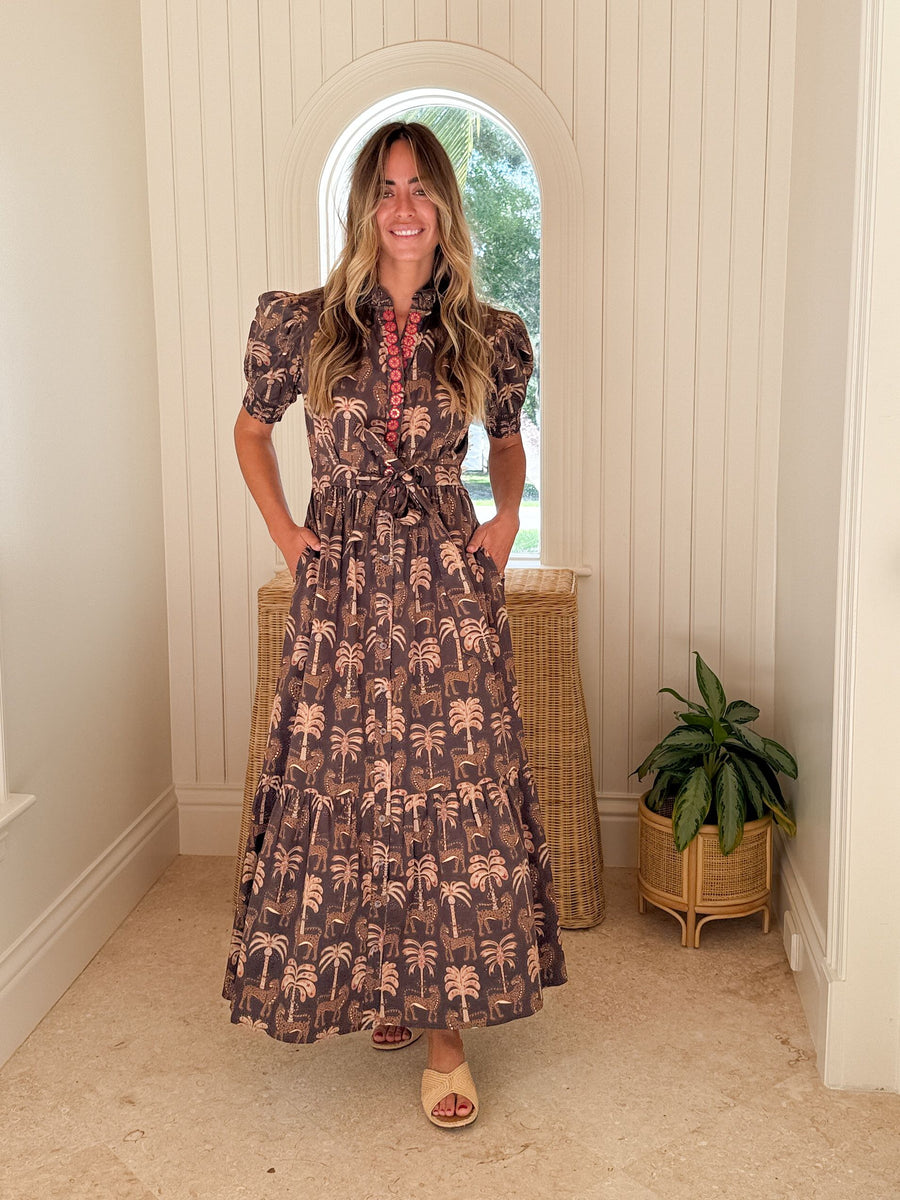 FINAL SALE SHERIDAN FRENCH Birdie Dress Espresso Rainforest
