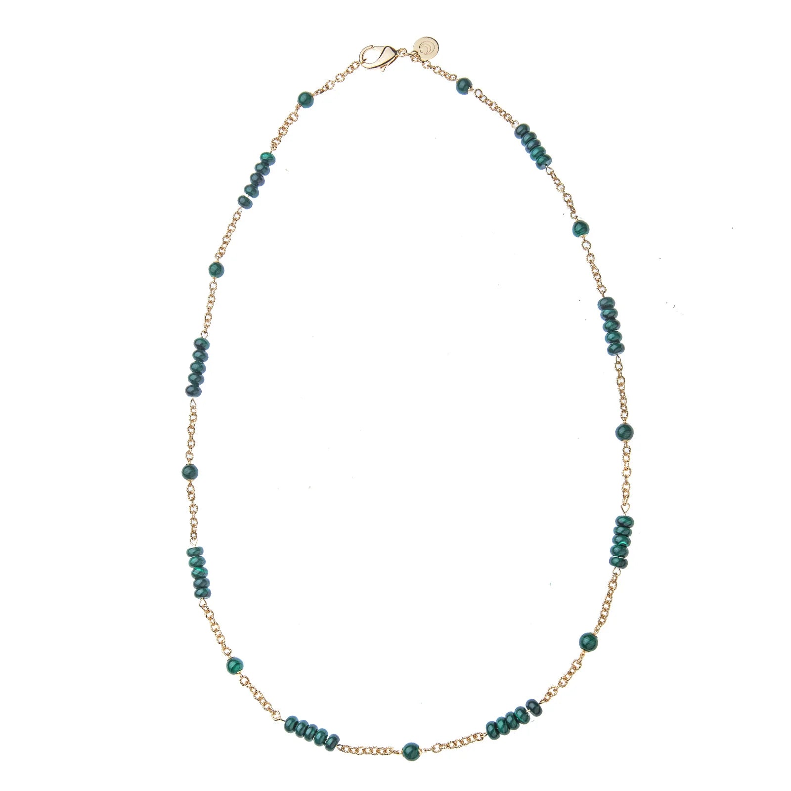 JANE WIN Jewel Box Carved Malachite Station Necklace