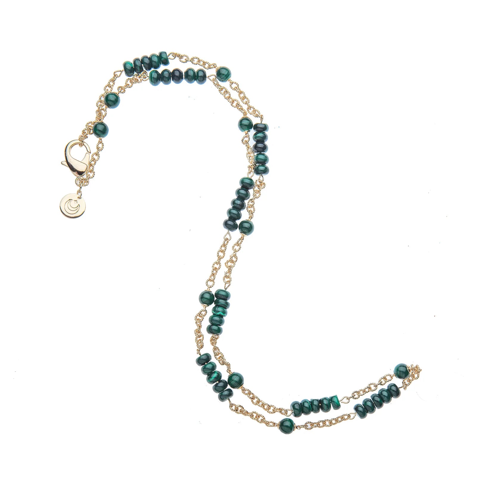 JANE WIN Jewel Box Carved Malachite Station Necklace