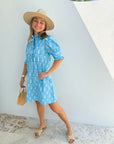 NAVYBLEU Westport Dress Blue Stamp