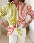FRAE The Kathy Button Down Shirt Two Color Stripe