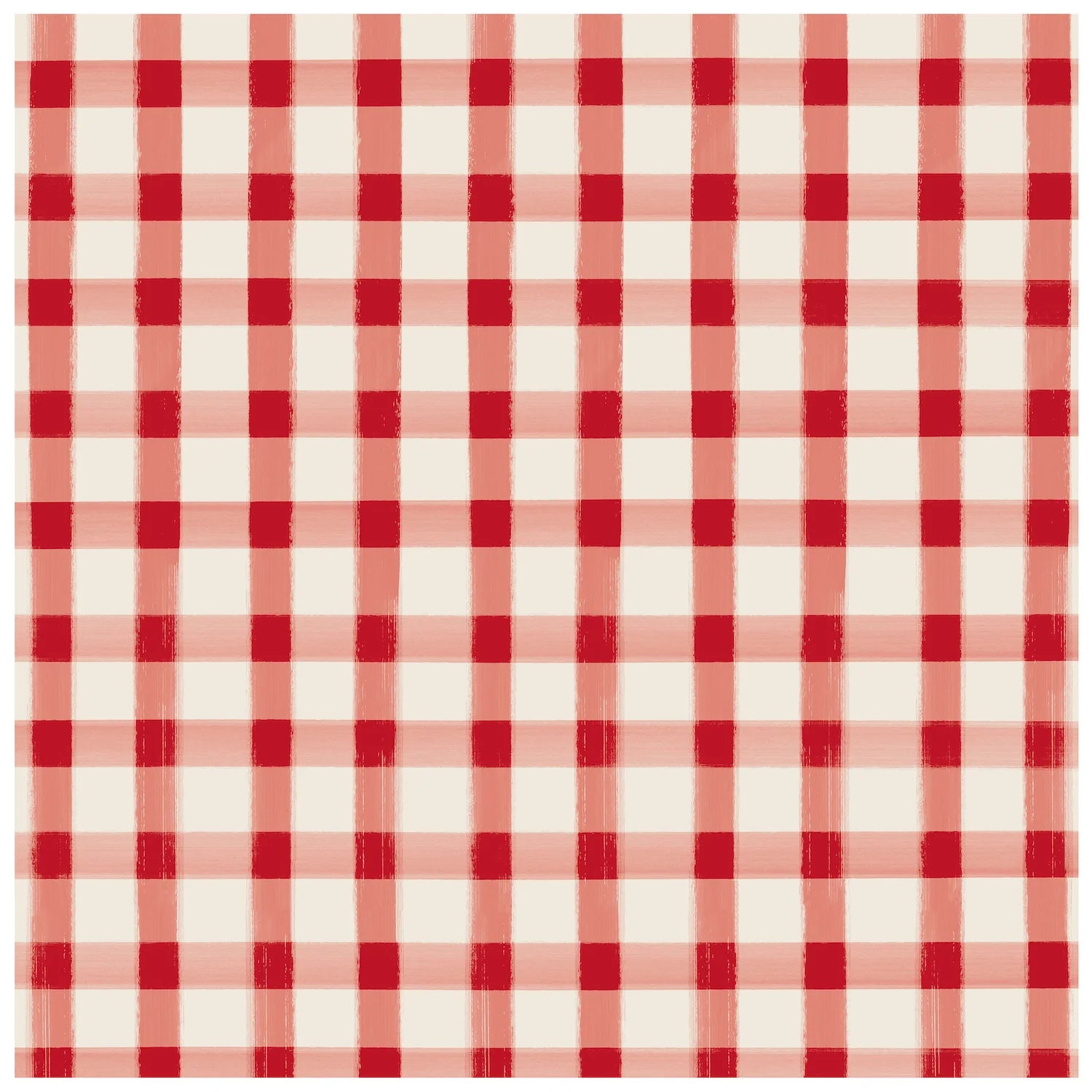 Red Painted Check Cocktail Napkins Set/20