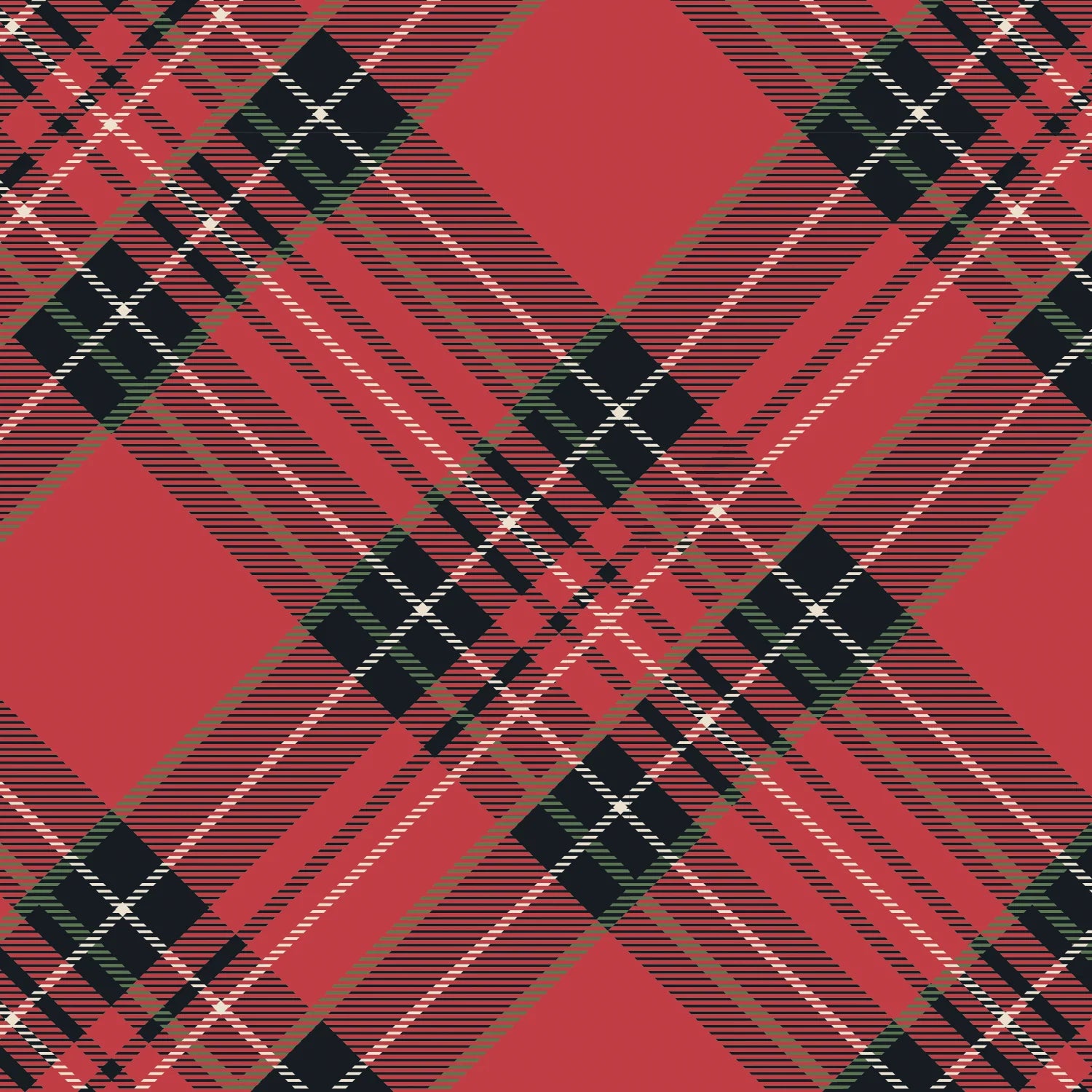 Red Plaid Cocktail Napkin-Set/20