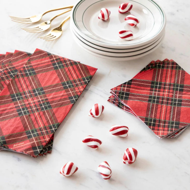 Red Plaid Guest Napkin-Set/16