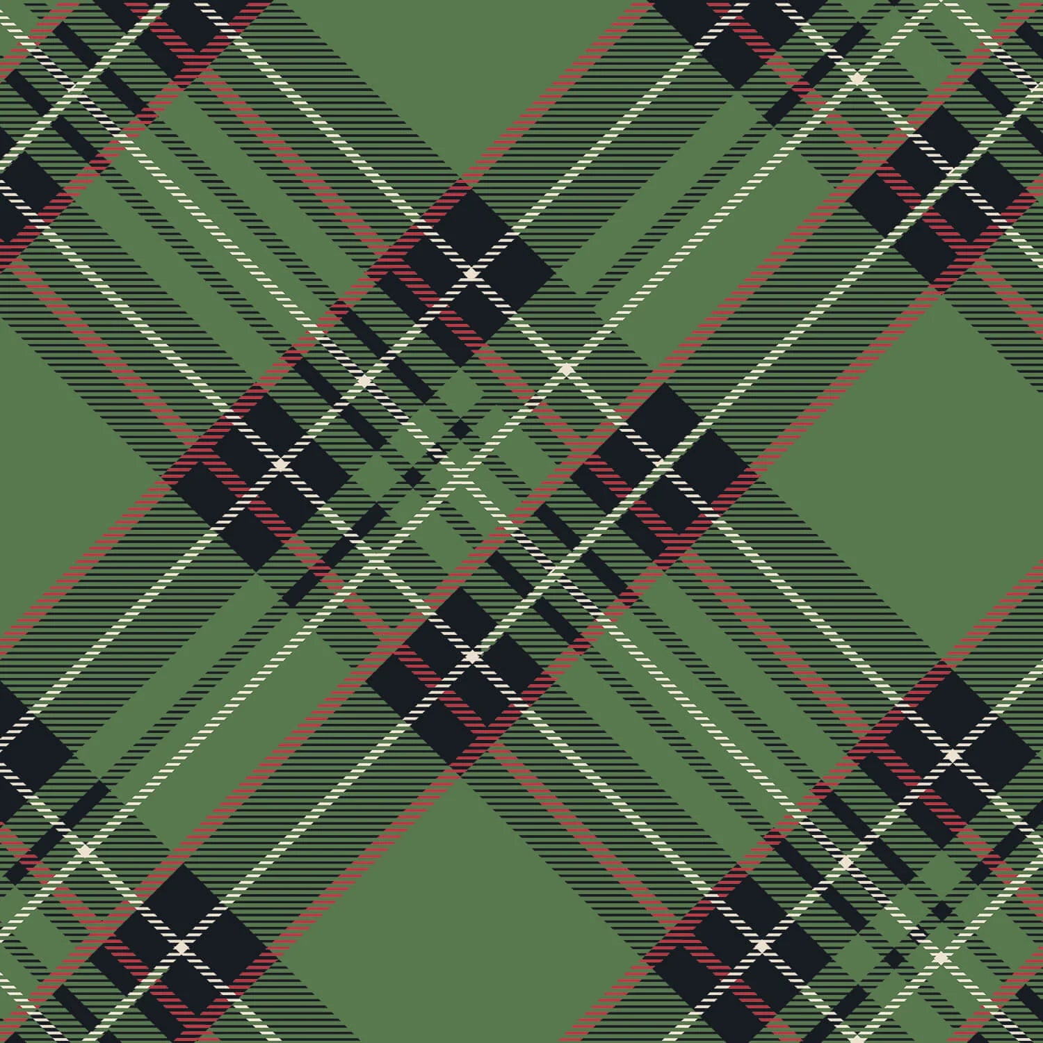 Green Plaid Cocktail Napkin-Set/20