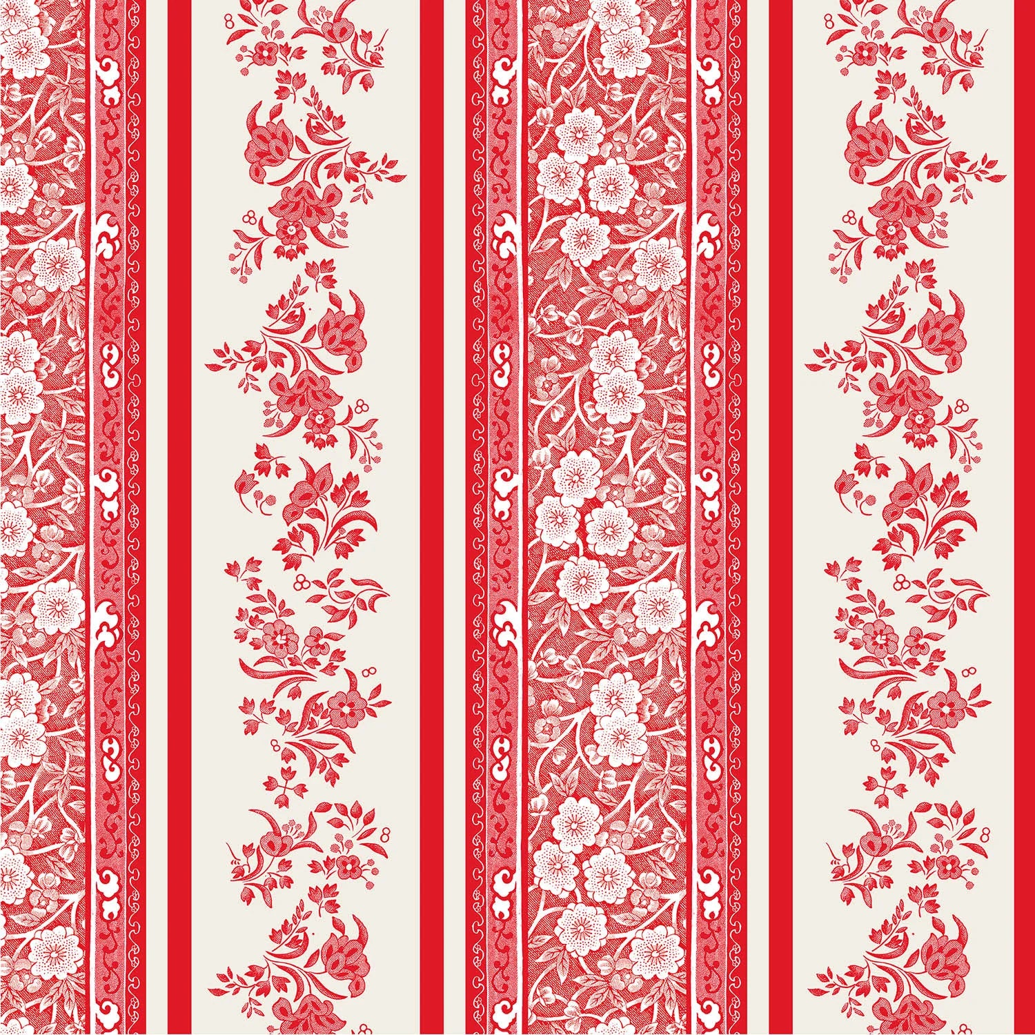 Red Burleigh Stripe Cocktail Napkins-Set/20