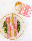 Red Burleigh Stripe Guest Napkins- Set/16