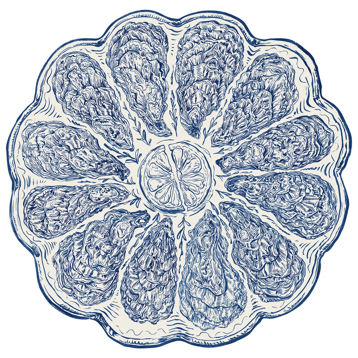 Blue Oyster Plate Placemat Set/12