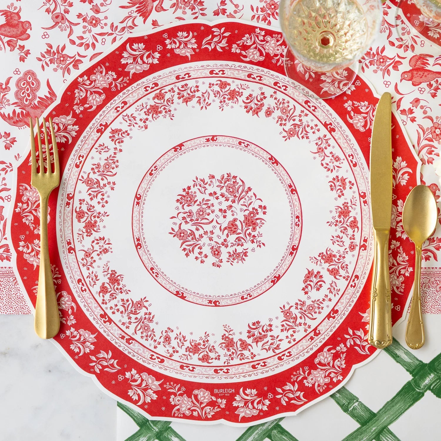 Die-Cut Red Regal Placemat-Set/12