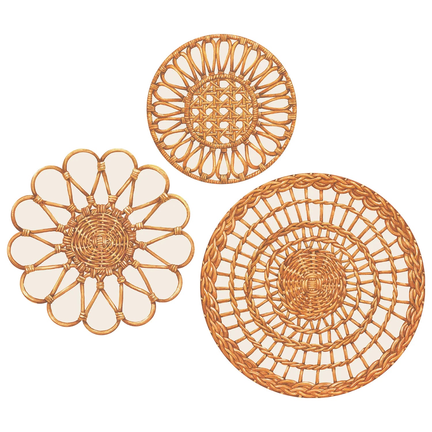 Rattan Weave Serving Papers-Set/12