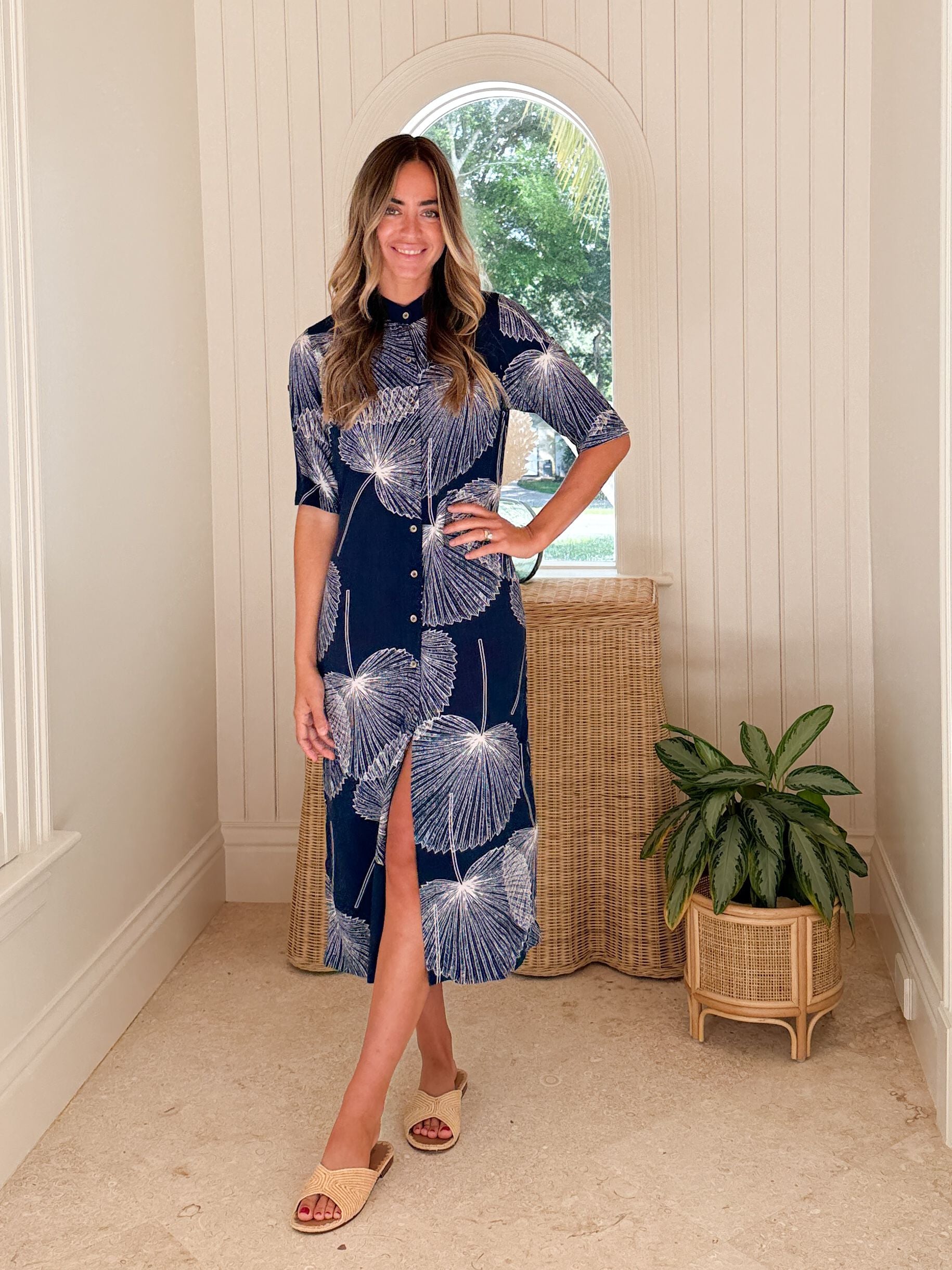 WALKER & WADE Day Break Dress Navy Palm