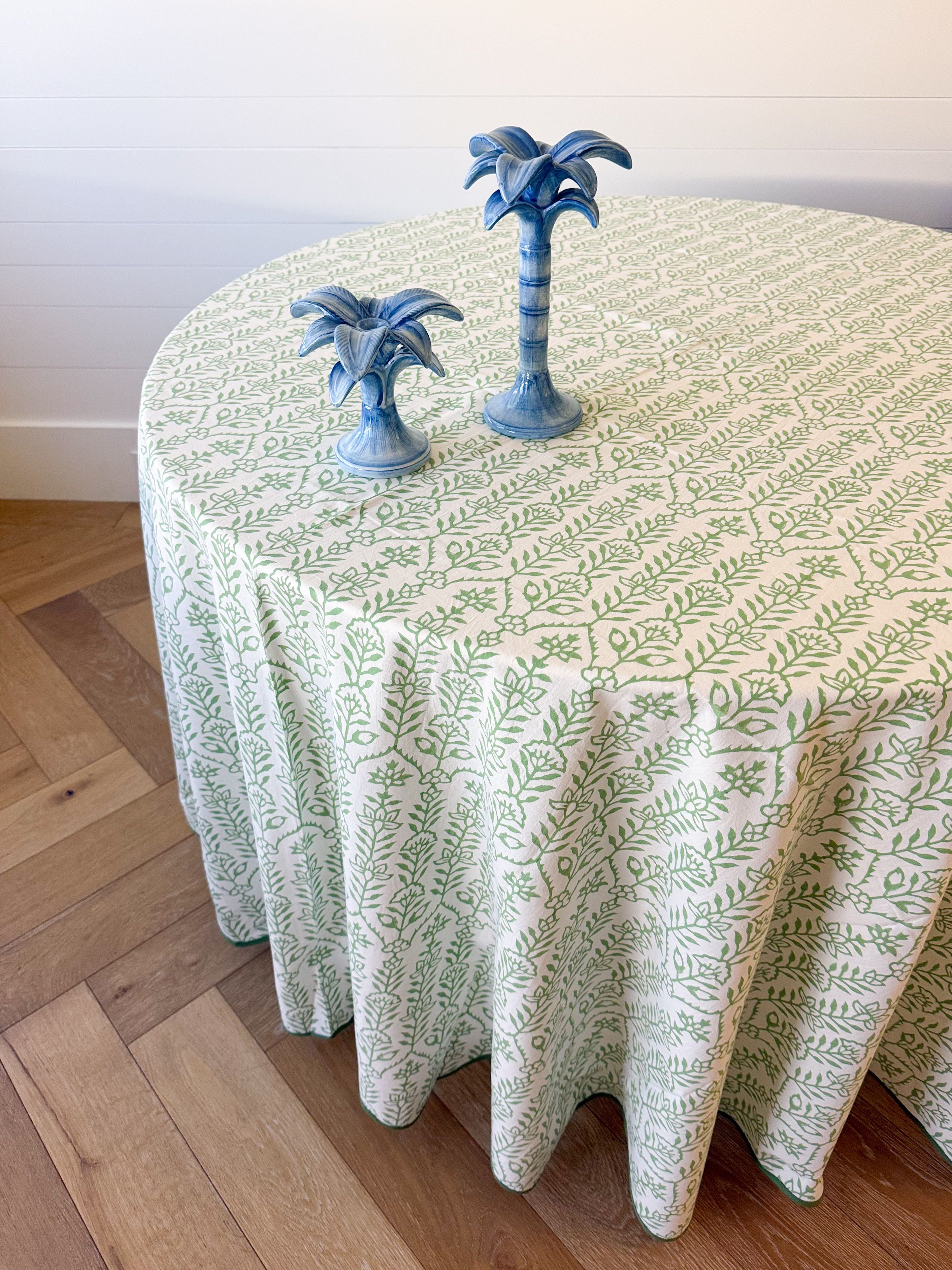 DANA SMALL DESIGNS Round Tablecloth 100" Flower Row Parakeet