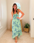 FRAE The Dody Maxi Dress Green Stripe Blue Palm