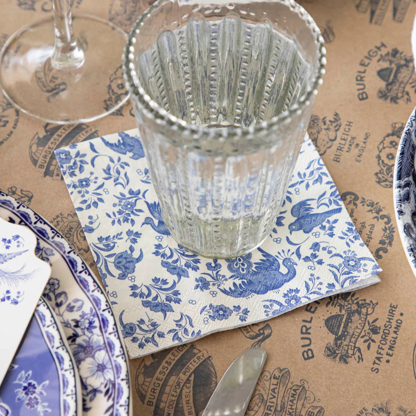 Blue Regal Peacock Cocktail Napkins Set/20