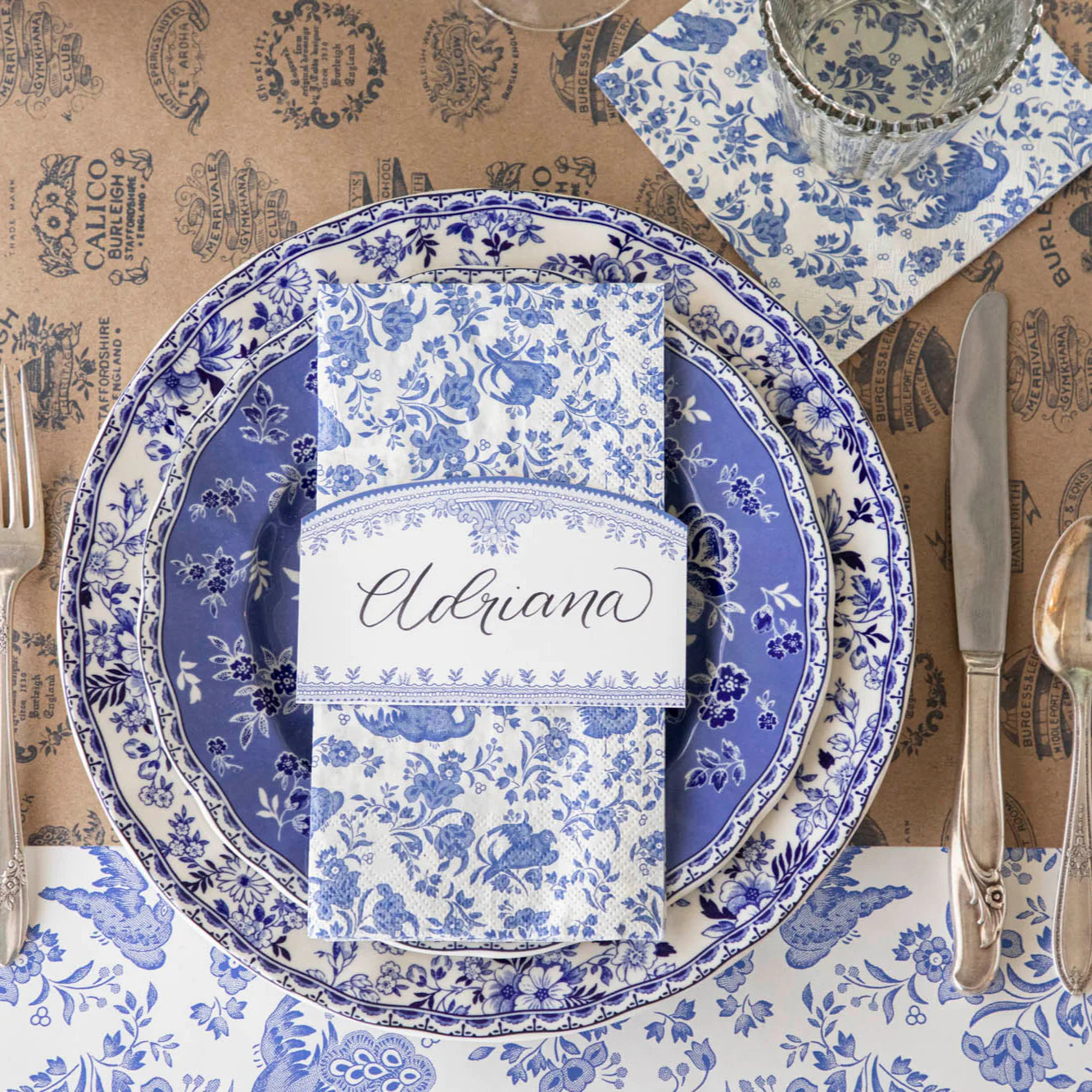 Blue Regal Peacock Guest Napkins Set/16