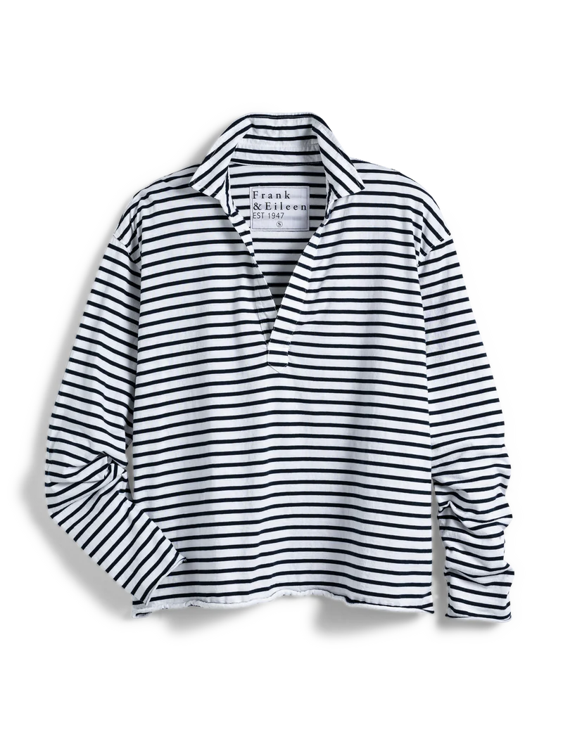 FRANK & EILEEN Patrick Popover Navy French Stripe Jersey