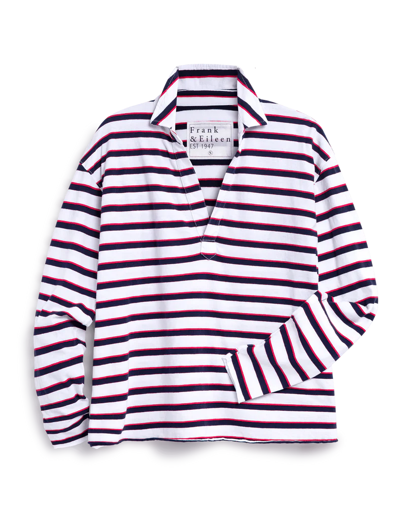 FRANK & EILEEN Patrick Popover Red/Navy/White Stripe Jersey