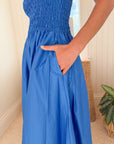 KASIA Cosmos Strapless Smocked Maxi Dress Blue