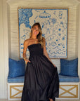 KASIA Cosmos Strapless Smocked Maxi Dress Black