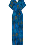 FINAL SALE MISA Lou Dress Cobalt Palms Chiffon