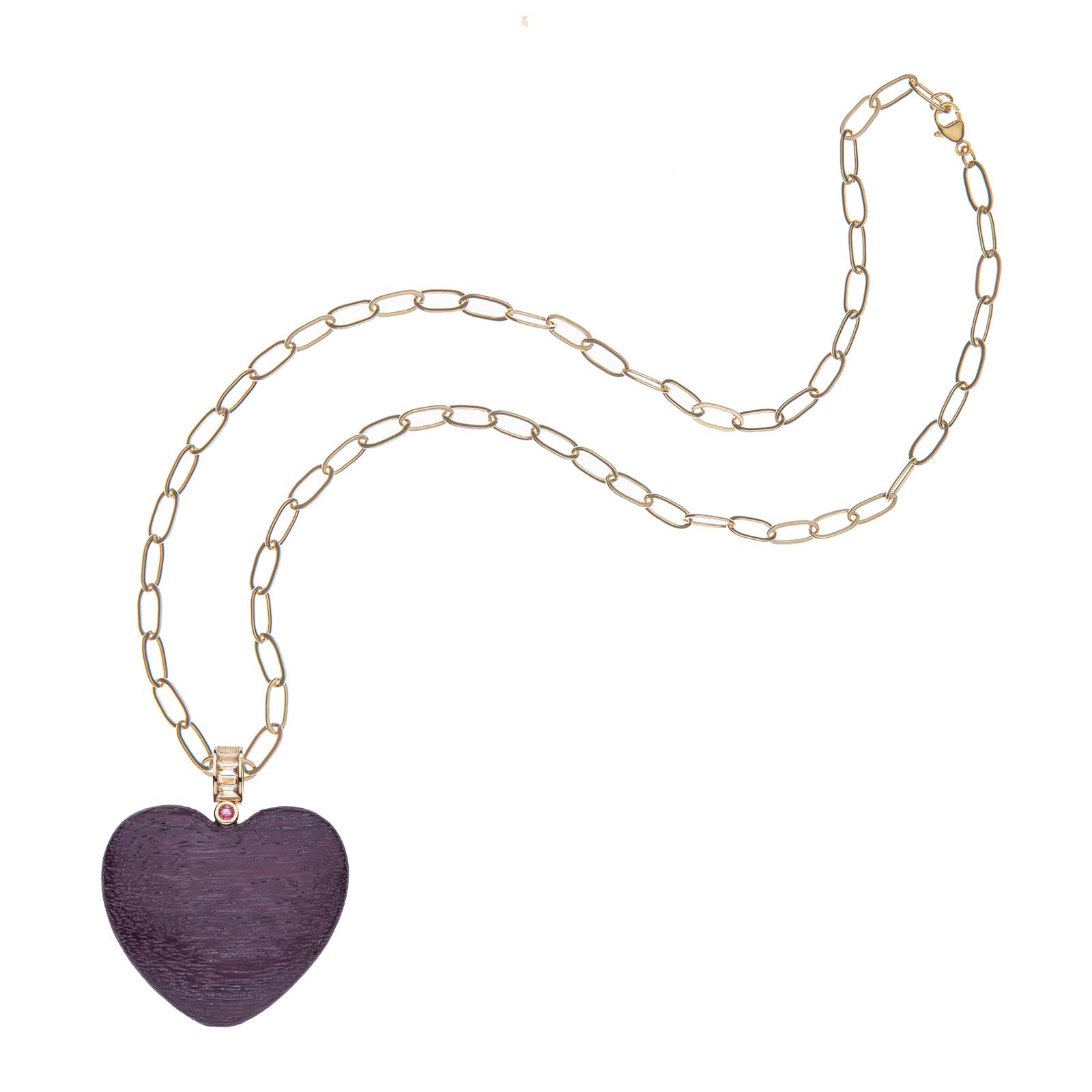 JANE WIN LOVE Jumbo Wood Heart Necklace