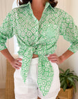 FRAE The Kathy Button Down Shirt Mint Block