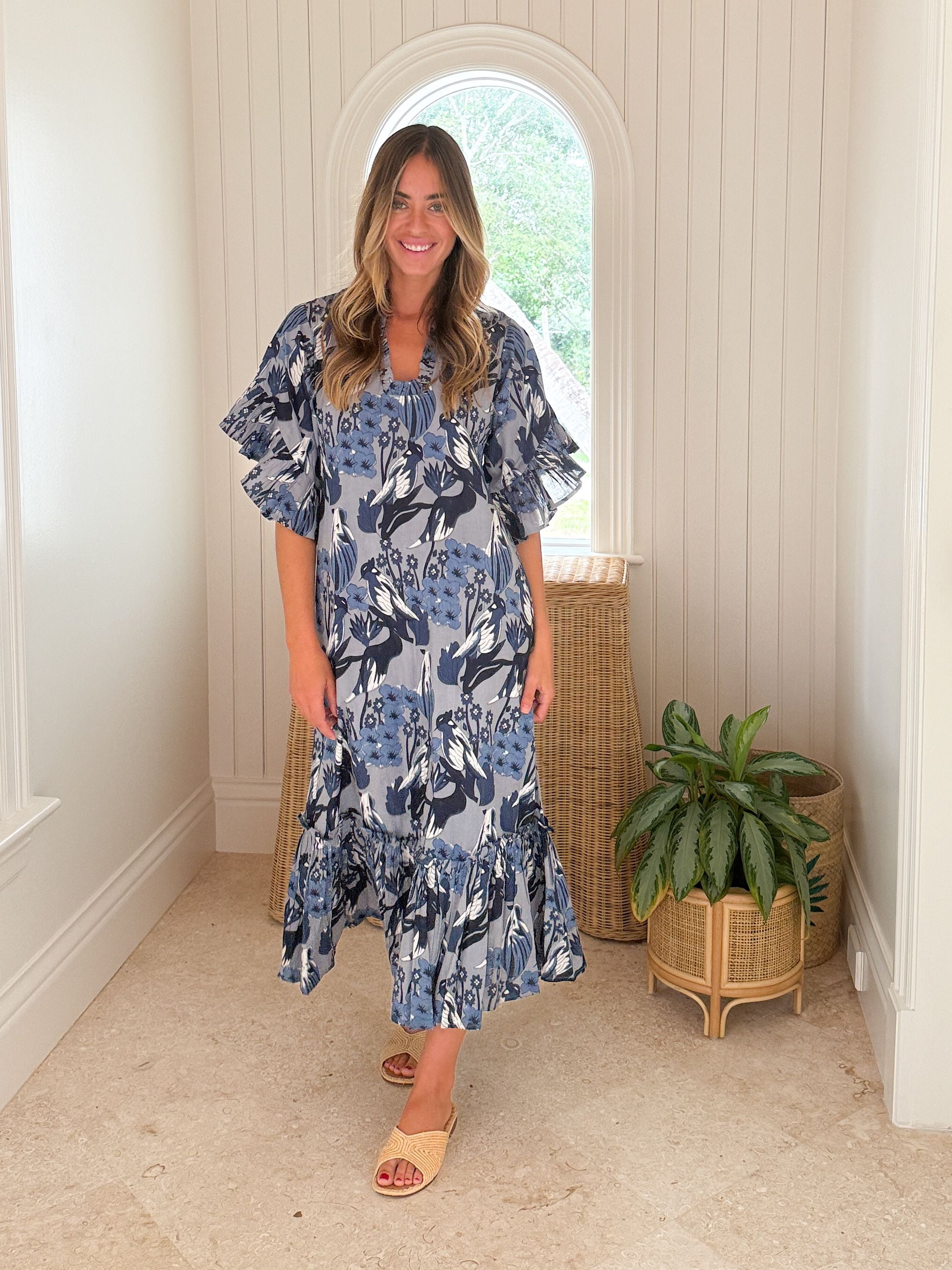 Zoa Dress Blue Silver ZOA TRENCH DRESS WITH PANTS